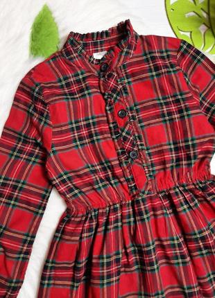 Платье красное в клетку новогодняя шотландка3 фото