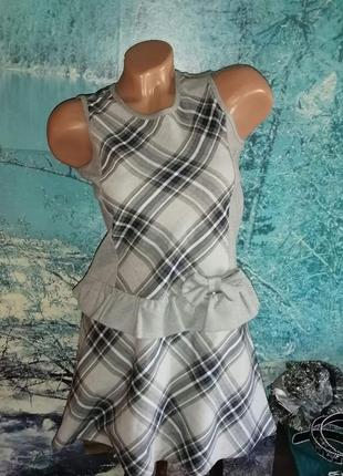 Трикотажное платье-сарафан sky lake с бантом на девочку  рост 152 см2 фото