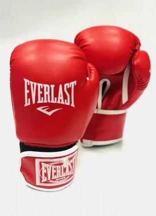 Боксерские перчатки everlast 8 oz кожа красные