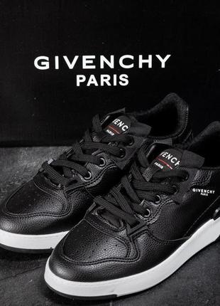 Кросівки givenchy black-white живанши чорні c білою підошвою