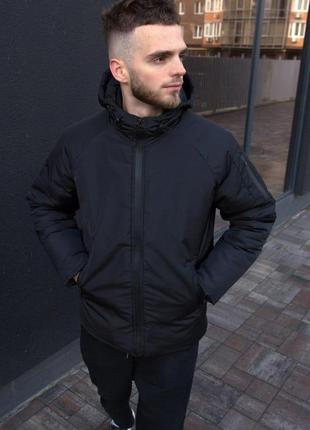 Зимова куртка чоловіча тепла до -20°с zar чорна пуховик чоловічий зимовий з капюшоном3 фото