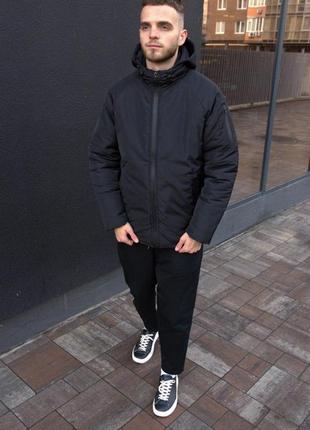 Зимова куртка чоловіча тепла до -20°с zar чорна пуховик чоловічий зимовий з капюшоном10 фото