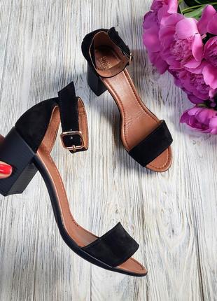 Босоножки замшевые р36-40 на устойчивом широком каблуке сандалии босоніжки сандалі черные