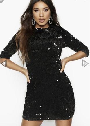 Шикарное мини платье с пайетками и вырезом на спине