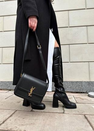 Женские кожаные ботфорты на устойчивом широком каблуке2 фото