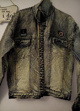 Винтажная тёртая джинсовая куртка2 фото