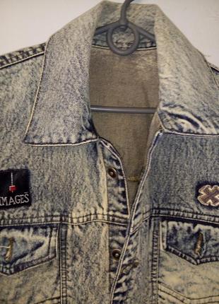Винтажная тёртая джинсовая куртка4 фото