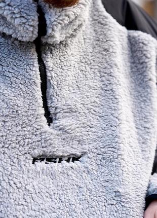 Кофта мужская зимняя ниндзя плюшевая с капюшоном force серая толстовка теплая худи мужское зима10 фото