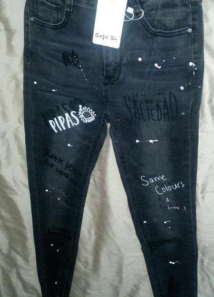 Круті темно-сірі джинси з принтом розмір ххs-хs4 фото