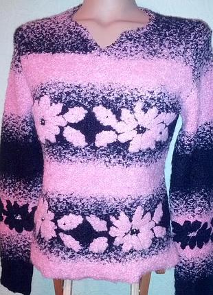 Красивый буклированный шерстяной свитер,44-48раз.
