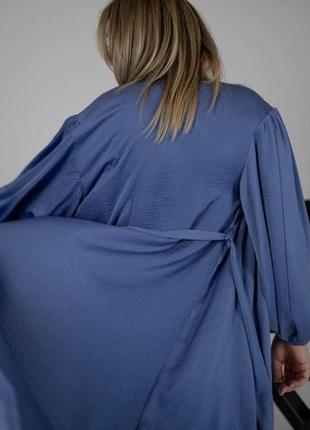 Женский костюм diana в пижамном стиле для дома и сна комплект тройка бра халат штаны ткань шелк вискоза4 фото