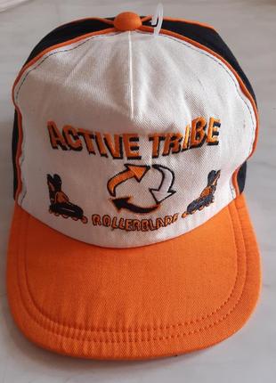Чёрно оранжевая кепка бейсболка  "active tribe" франция размер 53-55