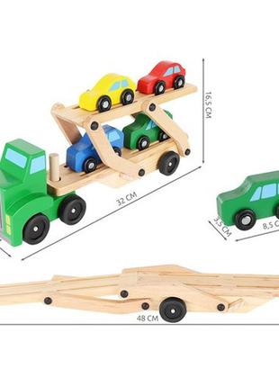 Дерев'яна вантажівка - евакуатор + комплект машин kruzzel 22698 польща3 фото