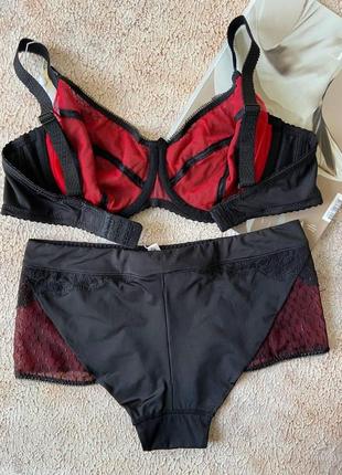 80-85-90-95с женское нижнее белье комплект на 3 размер черный с красным3 фото