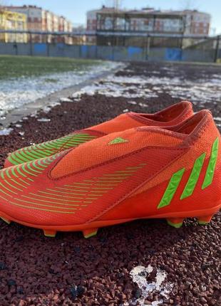 Бутсы без шнурков шиповки сороконожки оригинал adidas predator edge обувь для футбола р32/19.5см  mbappe messi ronaldo2 фото