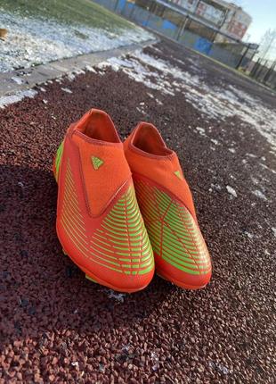 Бутсы без шнурков шиповки сороконожки оригинал adidas predator edge обувь для футбола р32/19.5см  mbappe messi ronaldo1 фото