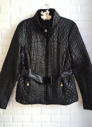Куртка zara зара чёрная под кожу 🖤🖤🖤 с поясом