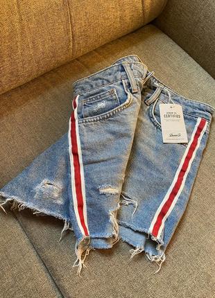 Джинсовые шорты с лампасами denim co9 фото