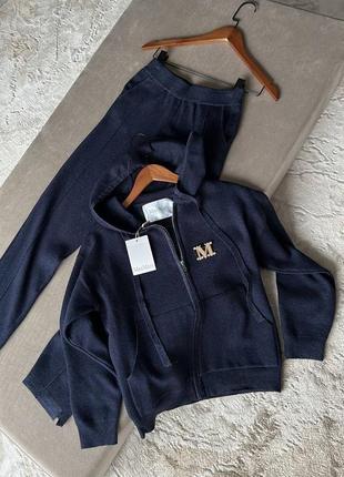Костюм двойка max mara кофта и штаны темно-синий