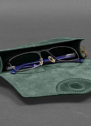 Шкіряна сумка-футляр для окулярів мінісумка зелена crazy horse3 фото