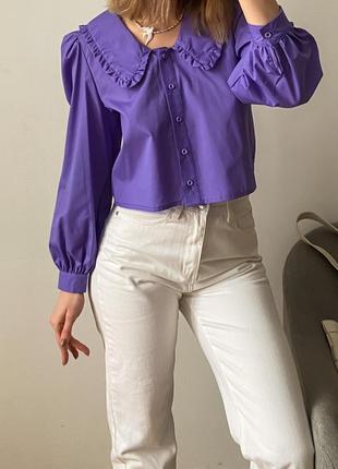 Укорочена блуза із комірцем
