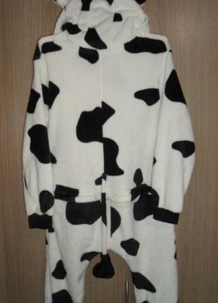 Пижама слип кигуруми флис корова на попе расстегивается рост 104-1102 фото