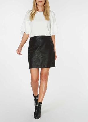 Шикарная чёрная мини-юбка из искусственной кожи dorothy perkins с биркой