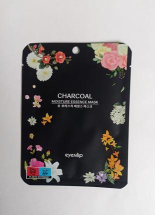 Тканинна зволожувальна маска для обличчя з деревним вугіллям - eyenlip charcoal moisture essence mask