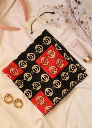 Платок хустинка платочек бант лента для волос на сумку топ-качество черный красный в кольца5 фото