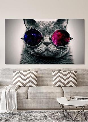 Картина холст в гостиную / спальню  кіт в окулярах   mlp_2972 фото