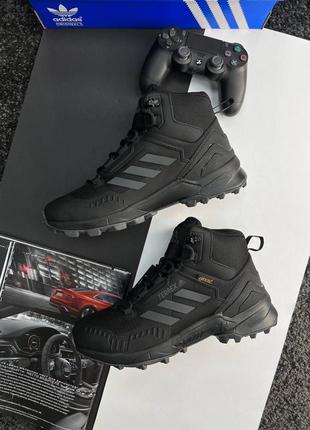 Чоловічі кросівки зимні адідас adidas terrex swift r black, мужские зимние кроссовки адидас, кросівки зимні чорні високі