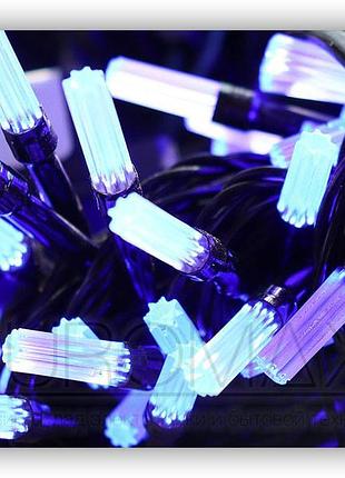 Гирлянда черный провод матовая гексагональная лампа 200led (белый)  || праздничный декор