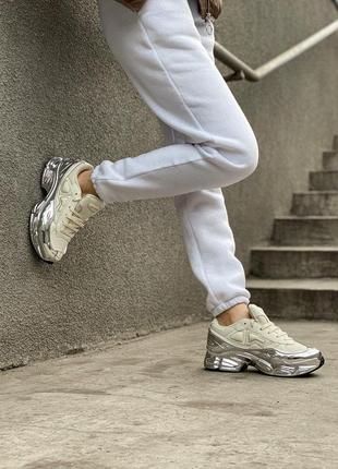 Кожаные женские кроссовки adidas raf simons бежевый цвет (весна-лето-осень)😍3 фото