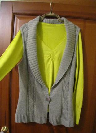 Теплий жіночий жилет кардиган безрукавка  натуральна шерсть ангора, р.50-52/ uk16