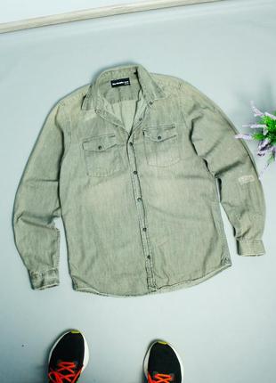 The kooples distressed denim рубашка мужская с эффектом износа фабричными потертостями allsaints polo ralph lauren diesel g-star m хаки