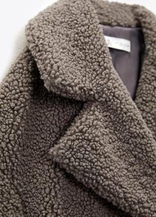 Длинная зимняя шуба тедди / пальто из искусственного меха zara6 фото