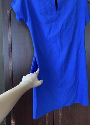 Синее платье с поясом2 фото