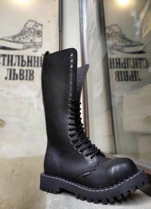 Высокие стилы броги берцы сапоги ботинки steel 139/140 black leather железный носок метал стакан