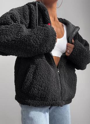 Трендовый качественный оверсайз худи тедди на молнии