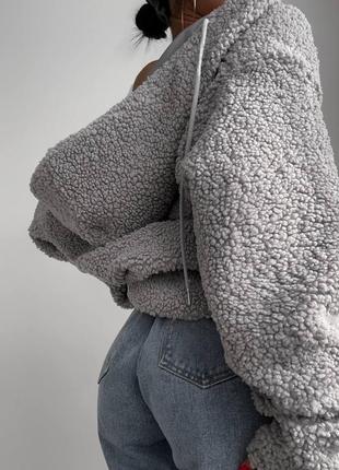 Трендовый качественный оверсайз худи тедди на молнии