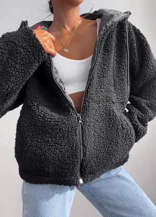 Трендовый качественный оверсайз худи тедди на молнии