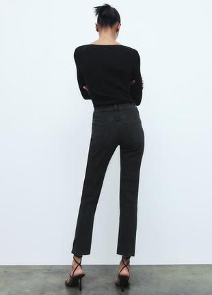 Джинси zw the slim cropped/ джинси zara прямого крою/чорні джинси zara/ 9863/2414 фото