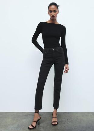 Джинси zw the slim cropped/ джинси zara прямого крою/чорні джинси zara/ 9863/2412 фото