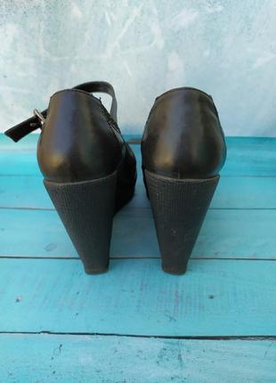 Черные кожаные туфли на платформе, 35 размера4 фото