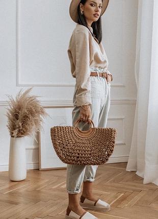 Бежева плетена сумка 3