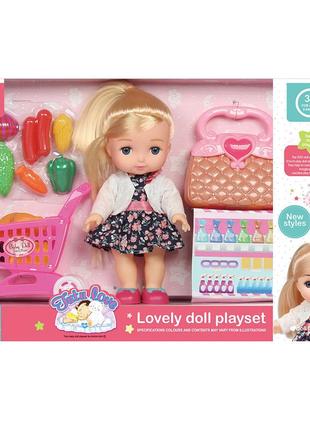 Кукла с сумочкой, тележка (супермаркет), продукты 8352