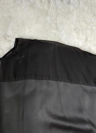 Черная атласная блуза с прозрачными плечами сетка нарядная футболка оверсайз батал большого размера7 фото