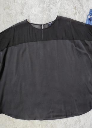 Черная атласная блуза с прозрачными плечами сетка нарядная футболка оверсайз батал большого размера4 фото