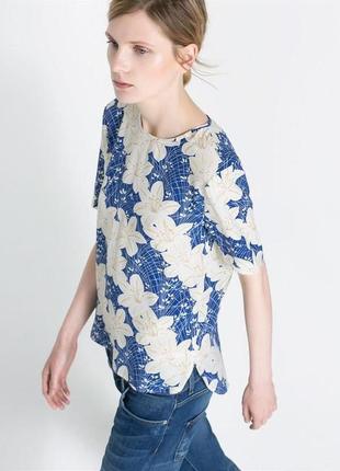 Блузка,топ в цветочный принт,на пуговицах zara,38/m2 фото