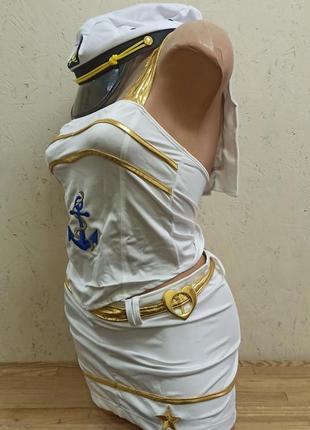 Комплект женский морячки для эротических игр белый с золотом р s/m4 фото
